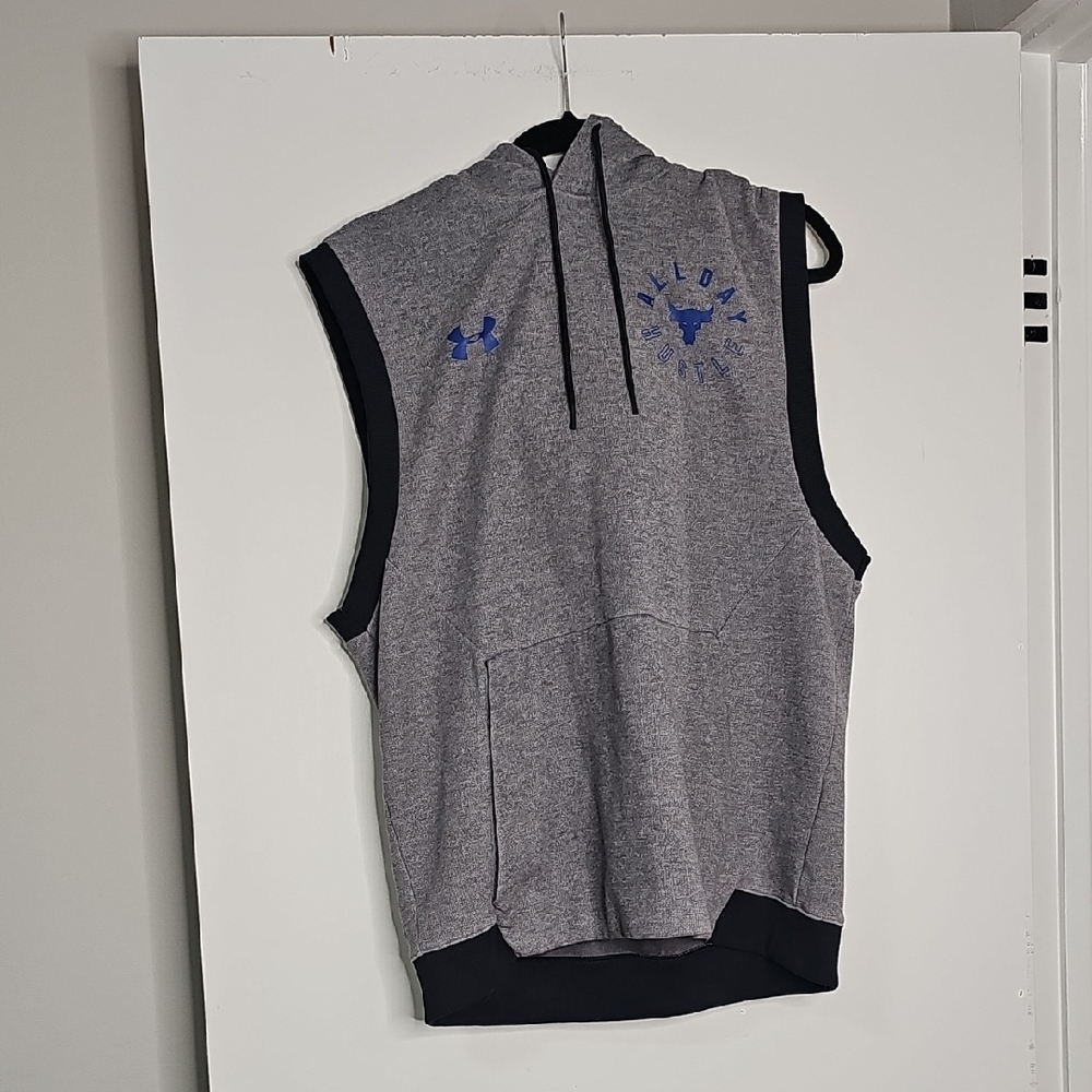 Under Armour Gray Sleeveless Hoodie with Blue Accents